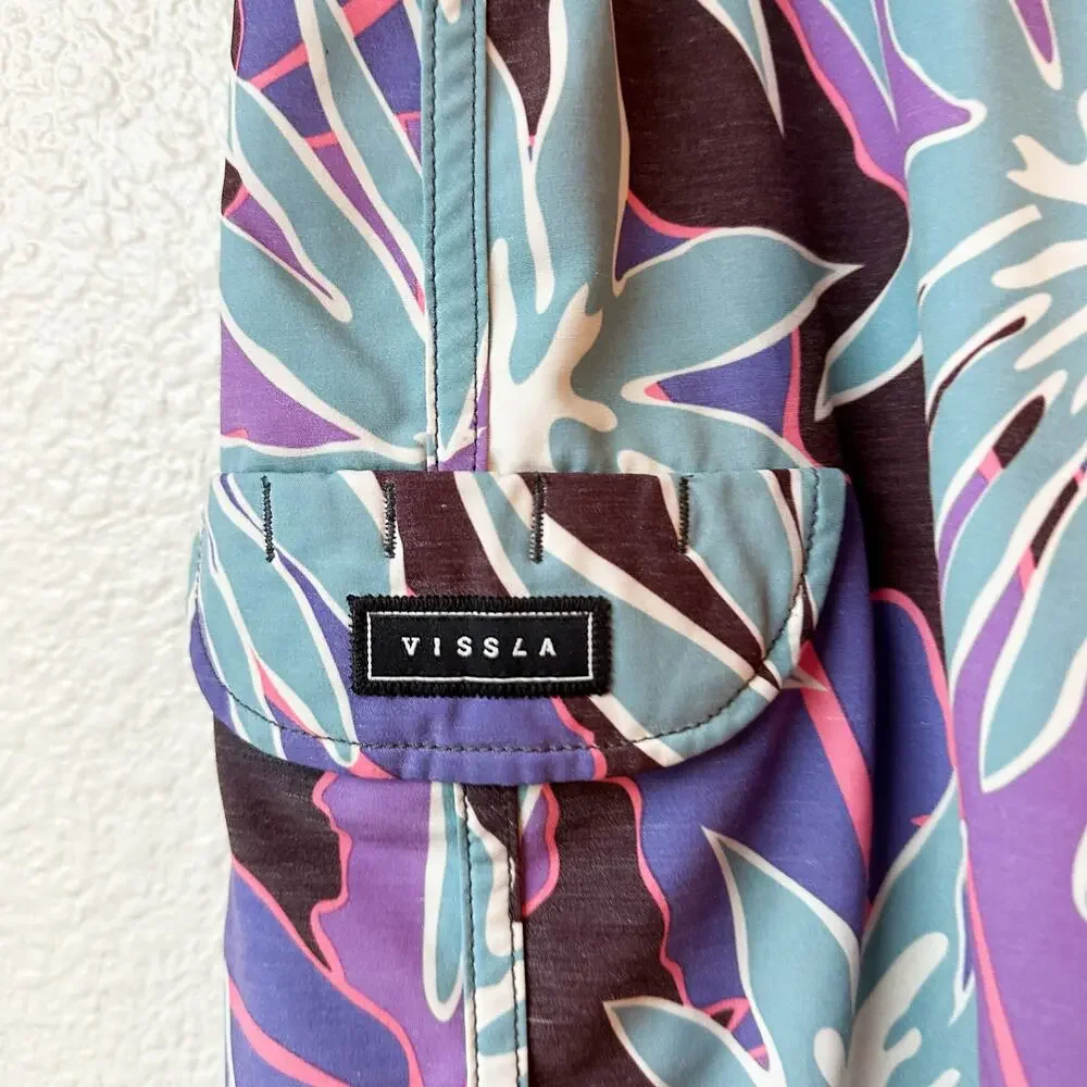 Vissla Lucid 4 Way Stretch Boardshorts Floral Swim Trunks Purple Blue Mens 31
